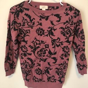 LOFT Pink Patterned Sweater - S